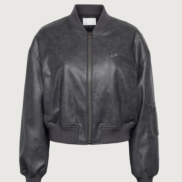 OAK + FORT Jackets & Blazers - oak fort CROPPED VEGAN LEATHER BOMBER JACKET